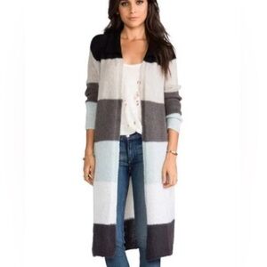 Free People Over The Rainbow color block mohair blend Duster Cardigan Xs nwot